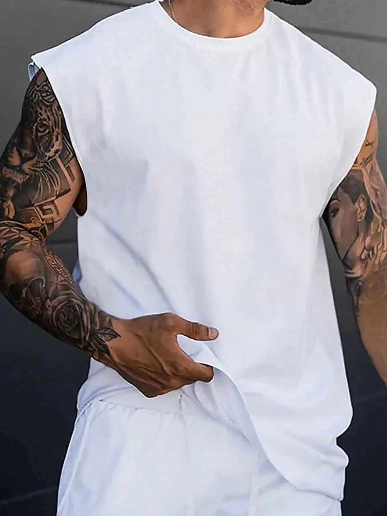 White Sleeveless Tank Top