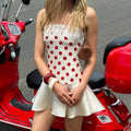 Lace Polka Dot Backless Satin Cami Dress