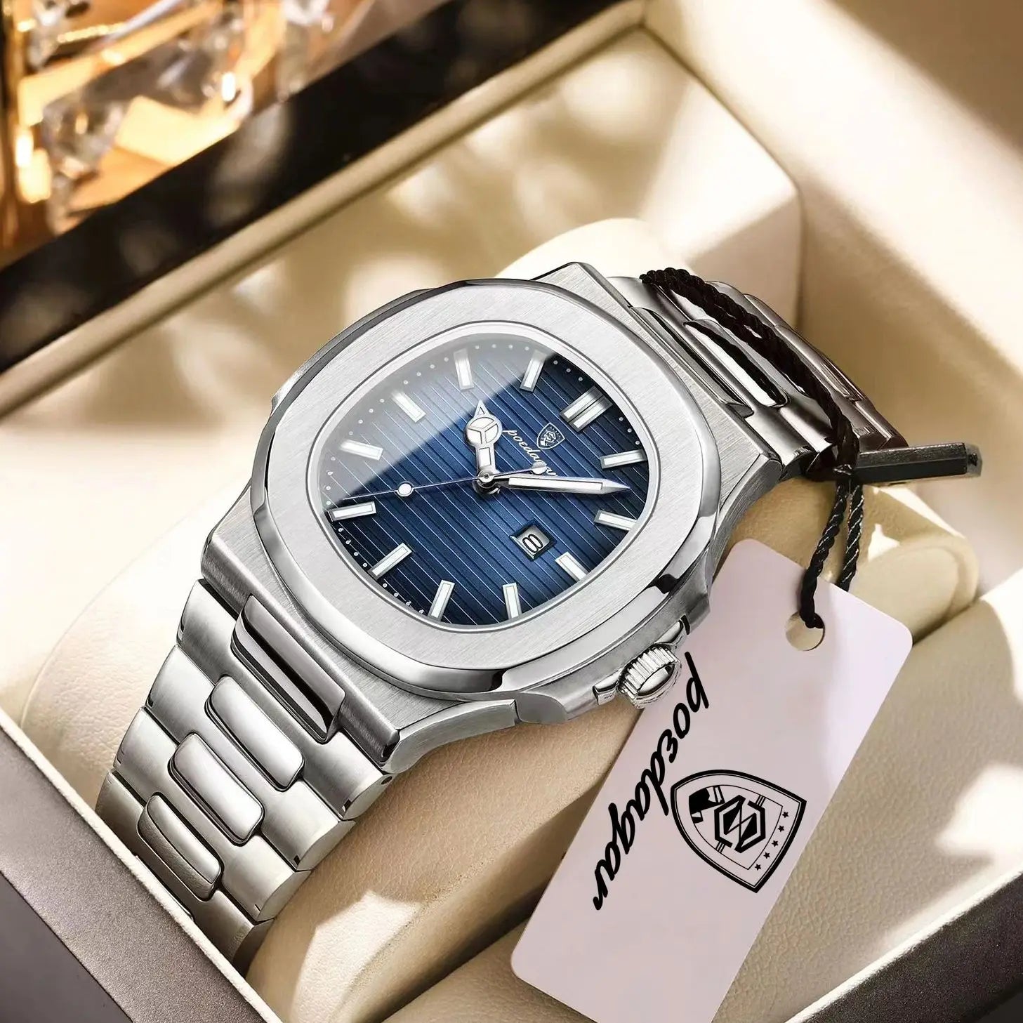 POEDAGAR Square Luminous Watch