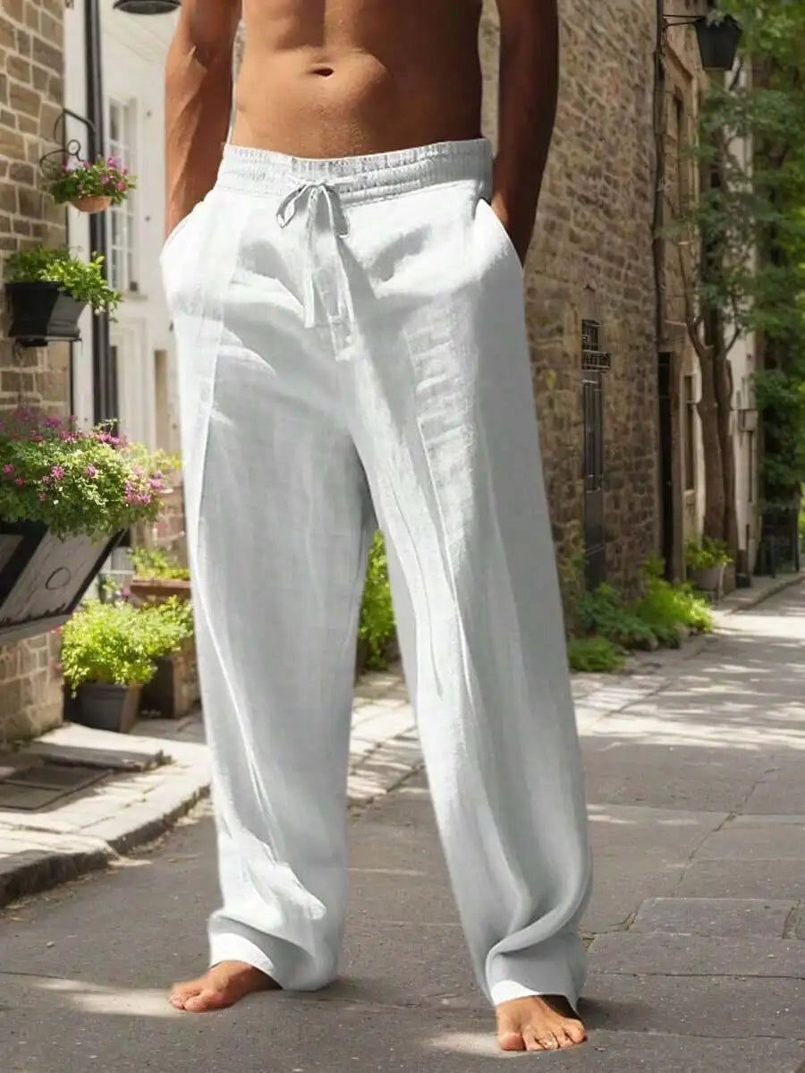 Linen Wide-Leg Beach Pants