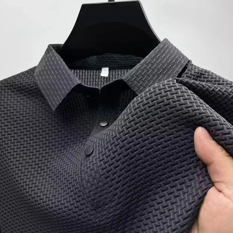 Bone Flower Print Polo Shirt