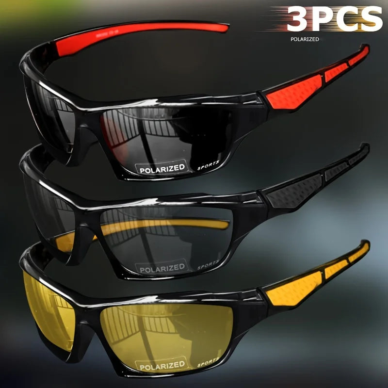 1/3PCS Sports Polarized Sunglasses for Men Lightweight Night Vision Male Shades Cycling Driving Fishing Fashion Mirror Sunglass