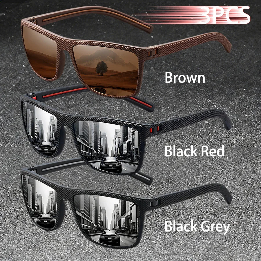 3PCS Vintage Fashion Sunglasses Set Colorful Stripes Leisure Design for Men And Women Ideal for Fishing Driving And Travel