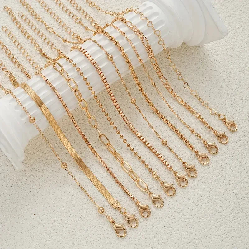 Chic Snake Chain Bracelet Set for Women Boho Simple Elegant Heart Geometric Chain Vacation Date Casual Jewelry Gifts 2025