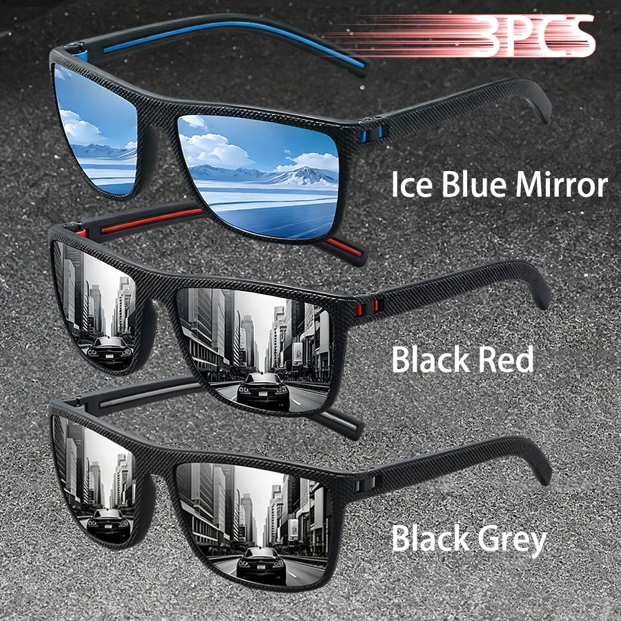 3PCS Vintage Fashion Sunglasses Set Colorful Stripes Leisure Design for Men And Women Ideal for Fishing Driving And Travel
