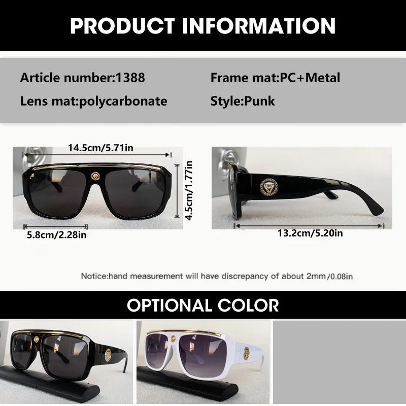 Fashion Brand Luxury Designer Sunglasses Men Women 2026 Oversized Vintage Punk Shades Glasses Summer Travel Sunglasses With Case