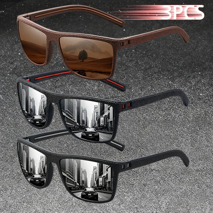 3PCS Vintage Fashion Sunglasses Set Colorful Stripes Leisure Design for Men And Women Ideal for Fishing Driving And Travel