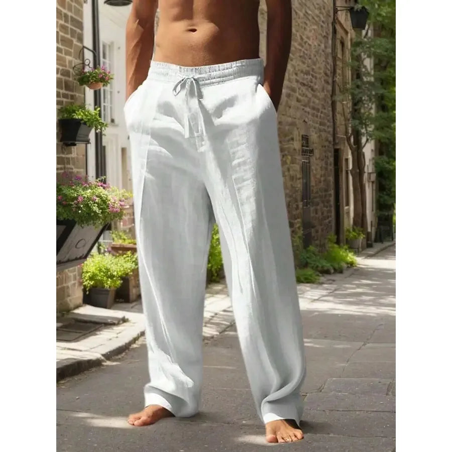 Linen Wide-Leg Beach Pants