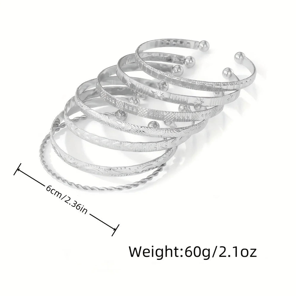 7-Piece Stackable Engraved Bangle Set