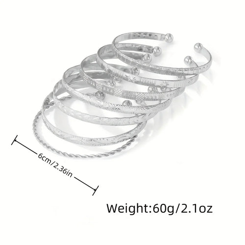 7-Piece Stackable Engraved Bangle Set