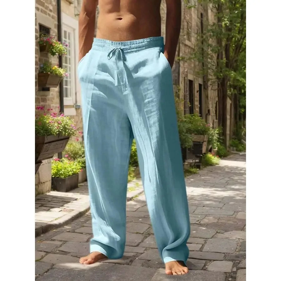 Linen Wide-Leg Beach Pants