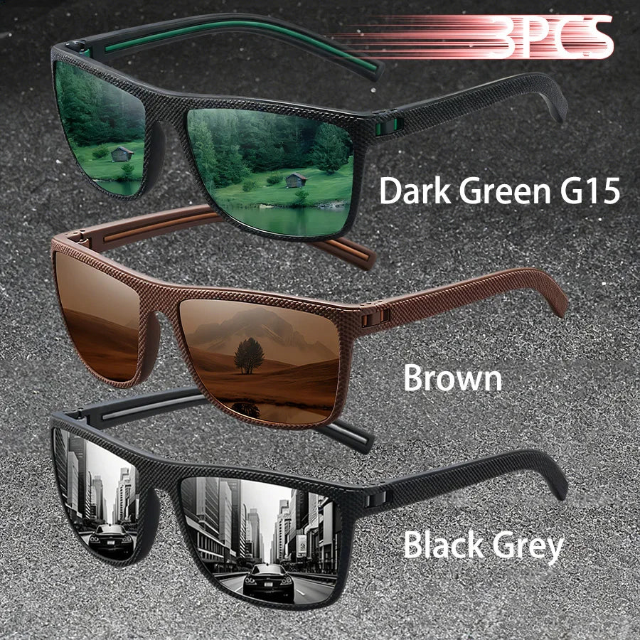 3PCS Vintage Fashion Sunglasses Set Colorful Stripes Leisure Design for Men And Women Ideal for Fishing Driving And Travel