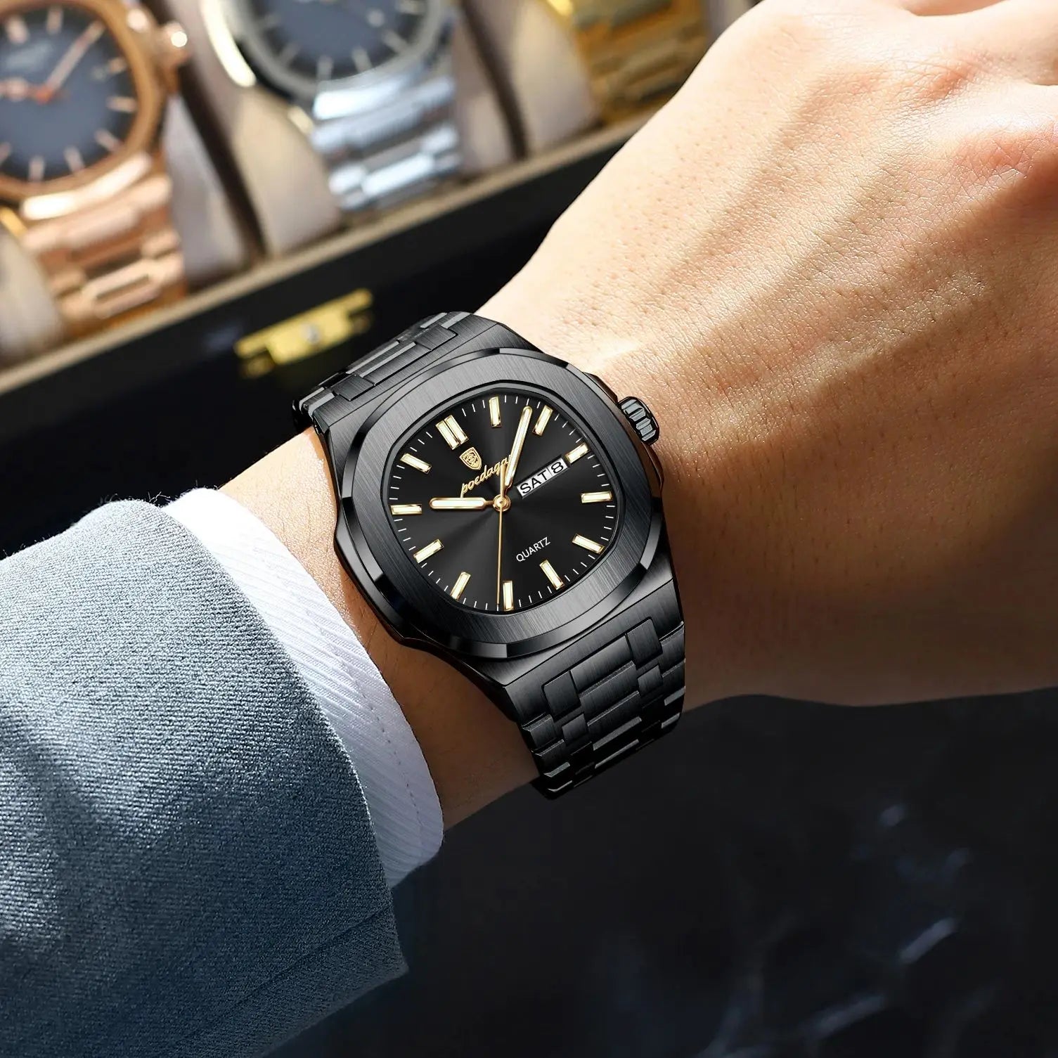 Square Luminous Quartz Wristwatch