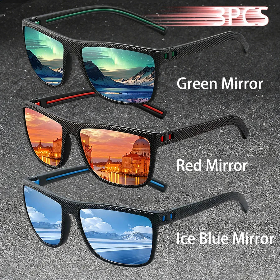 3PCS Vintage Fashion Sunglasses Set Colorful Stripes Leisure Design for Men And Women Ideal for Fishing Driving And Travel