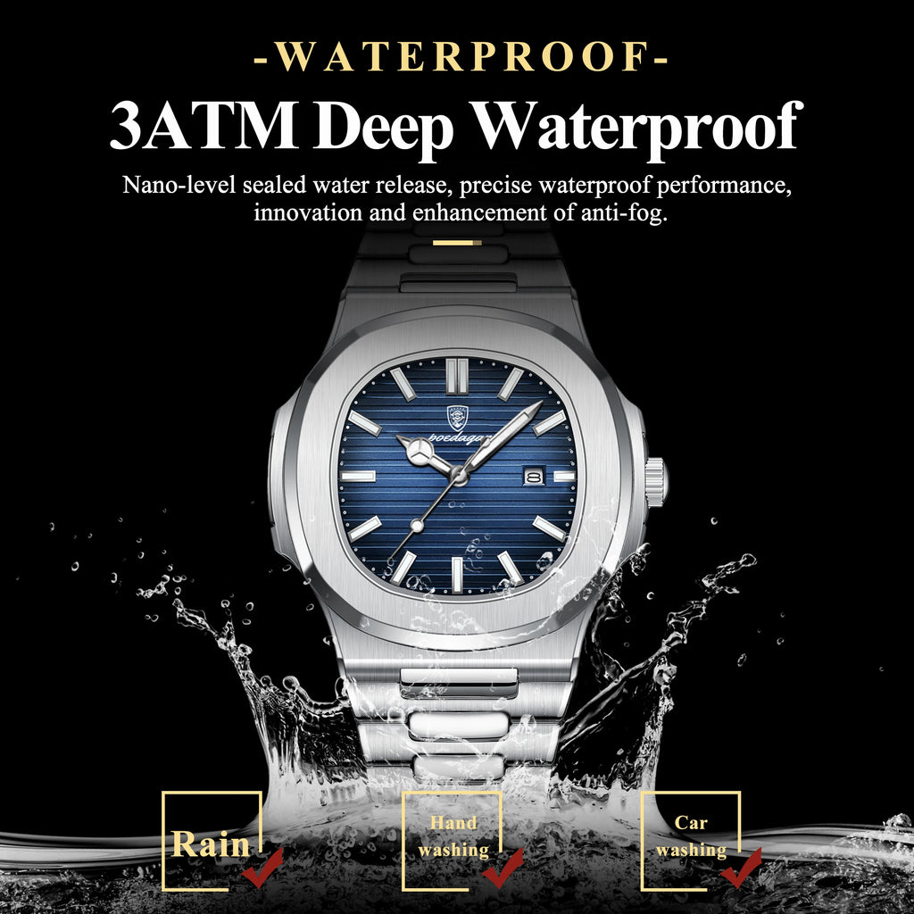 POEDAGAR Square Luminous Watch