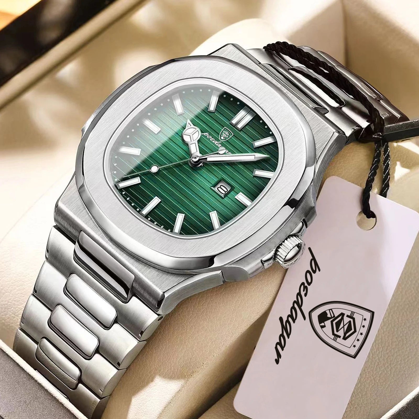 POEDAGAR Square Luminous Watch