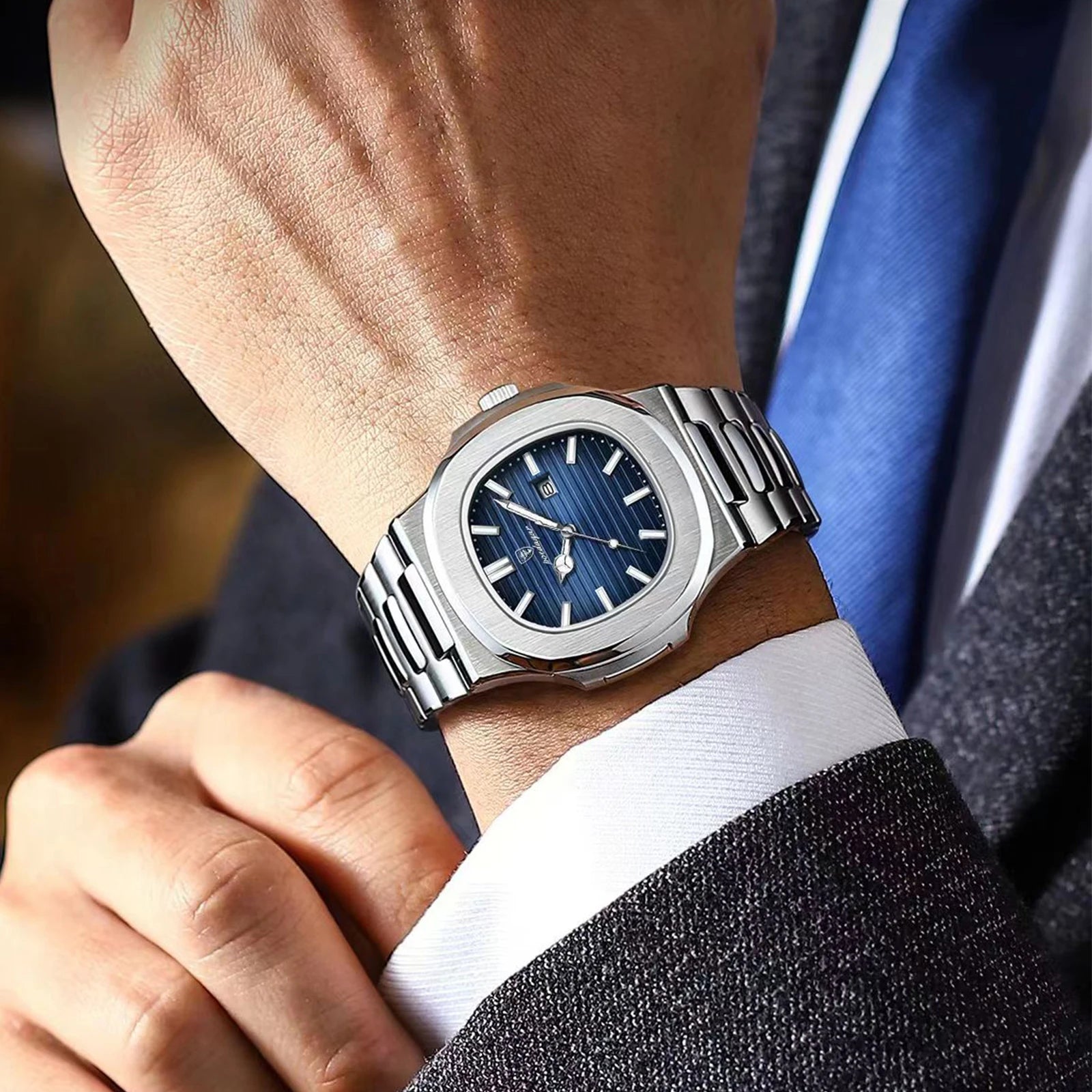 POEDAGAR Square Luminous Watch