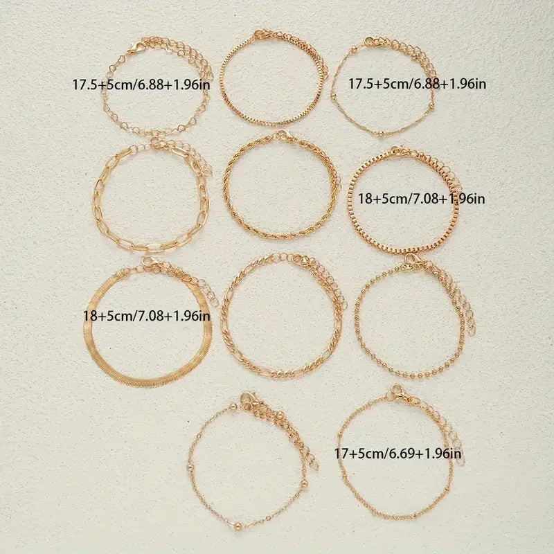 Chic Snake Chain Bracelet Set for Women Boho Simple Elegant Heart Geometric Chain Vacation Date Casual Jewelry Gifts 2025