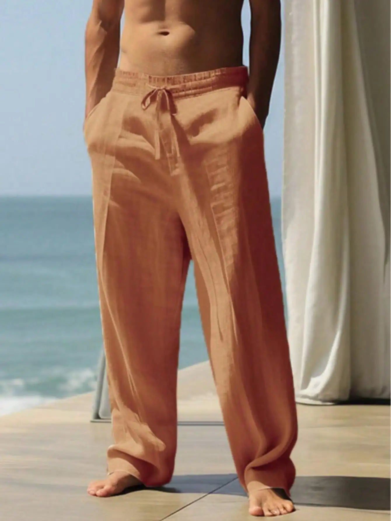 Linen Wide-Leg Casual Trousers