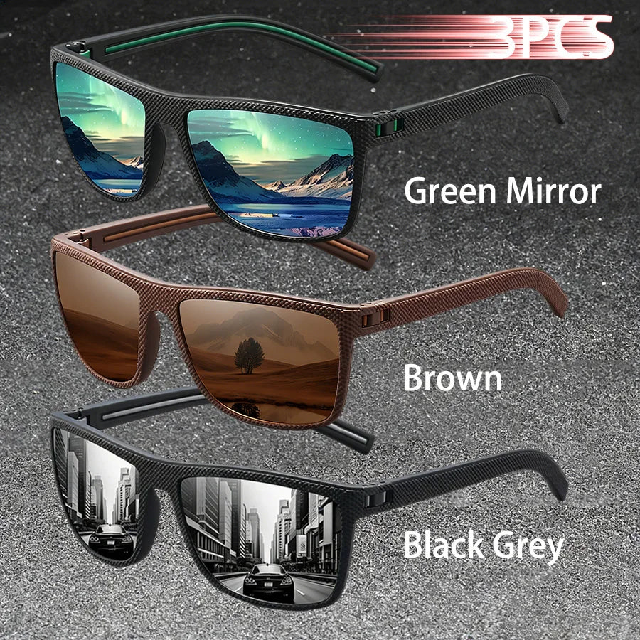 3PCS Vintage Fashion Sunglasses Set Colorful Stripes Leisure Design for Men And Women Ideal for Fishing Driving And Travel