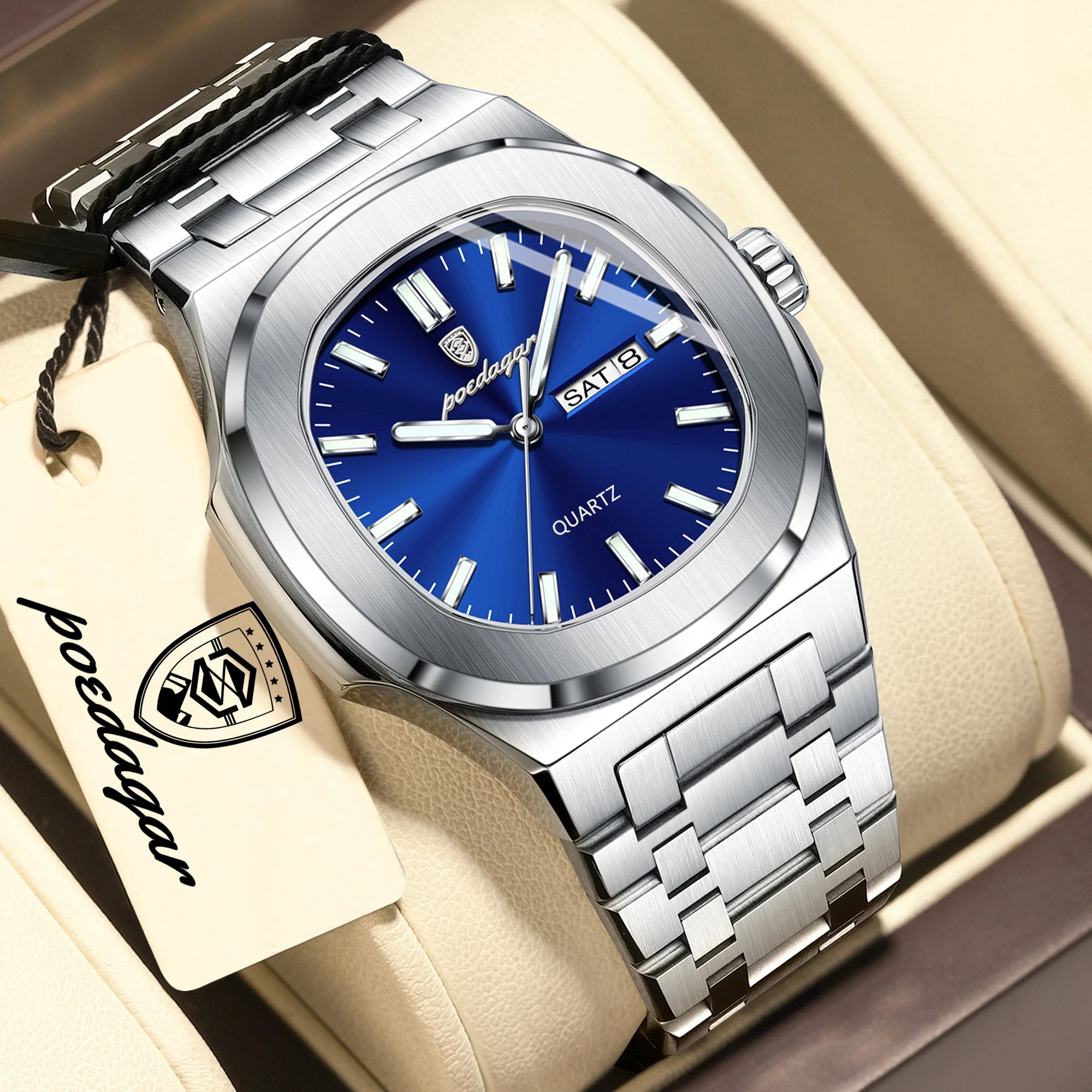 Square Luminous Quartz Wristwatch