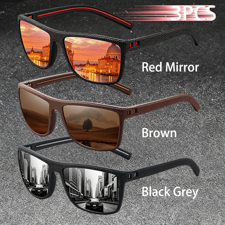 3PCS Vintage Fashion Sunglasses Set Colorful Stripes Leisure Design for Men And Women Ideal for Fishing Driving And Travel