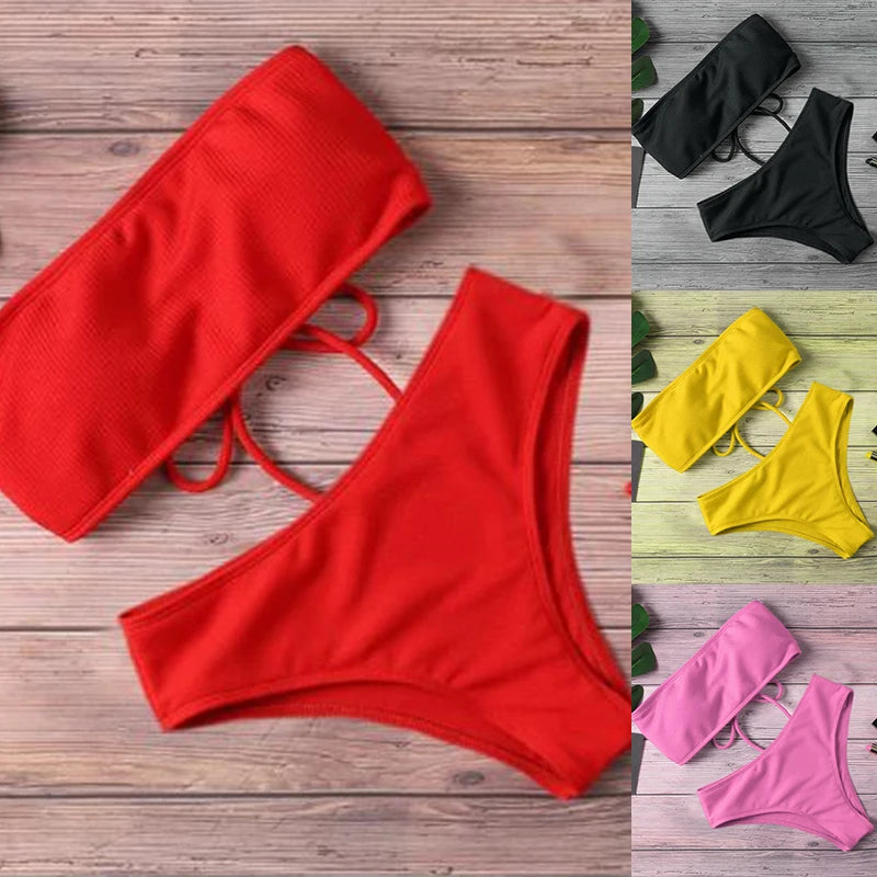 High Waist Strapless Bikini