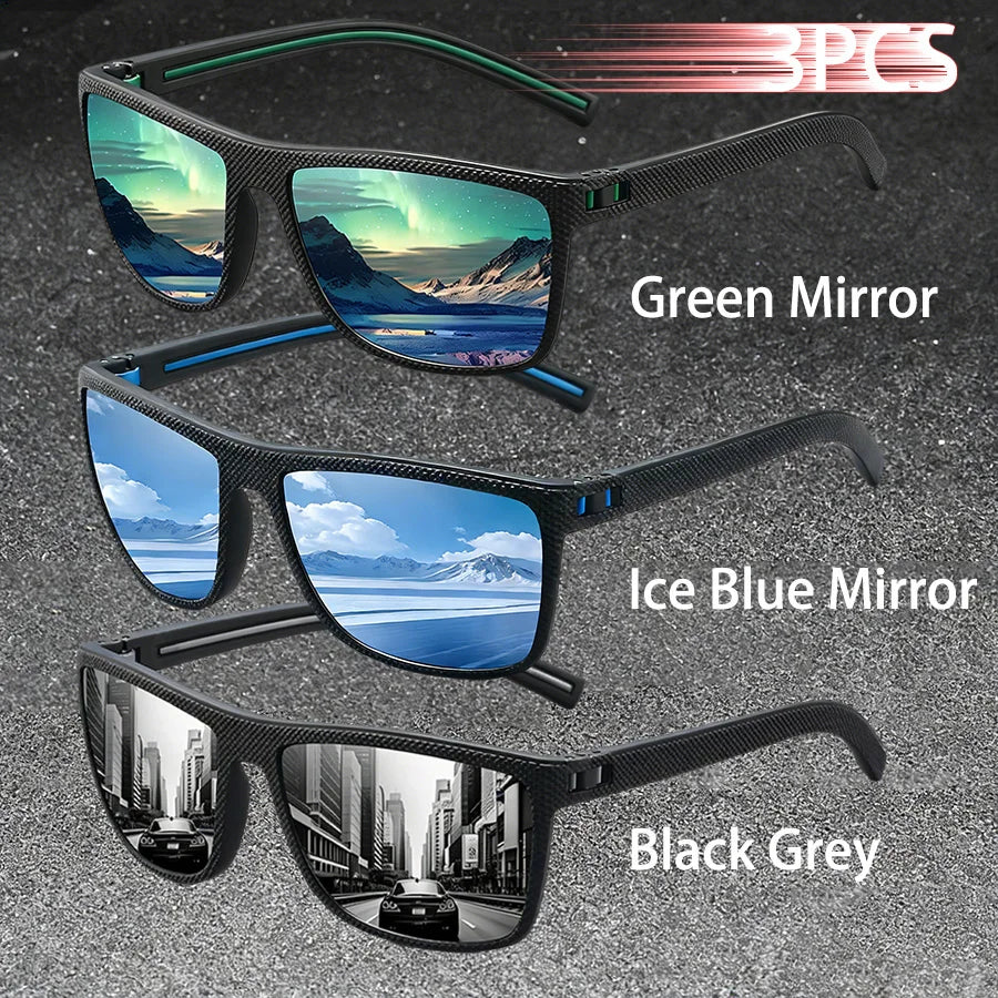 3PCS Vintage Fashion Sunglasses Set Colorful Stripes Leisure Design for Men And Women Ideal for Fishing Driving And Travel