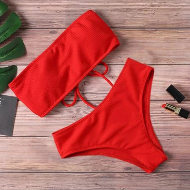 High Waist Strapless Bikini