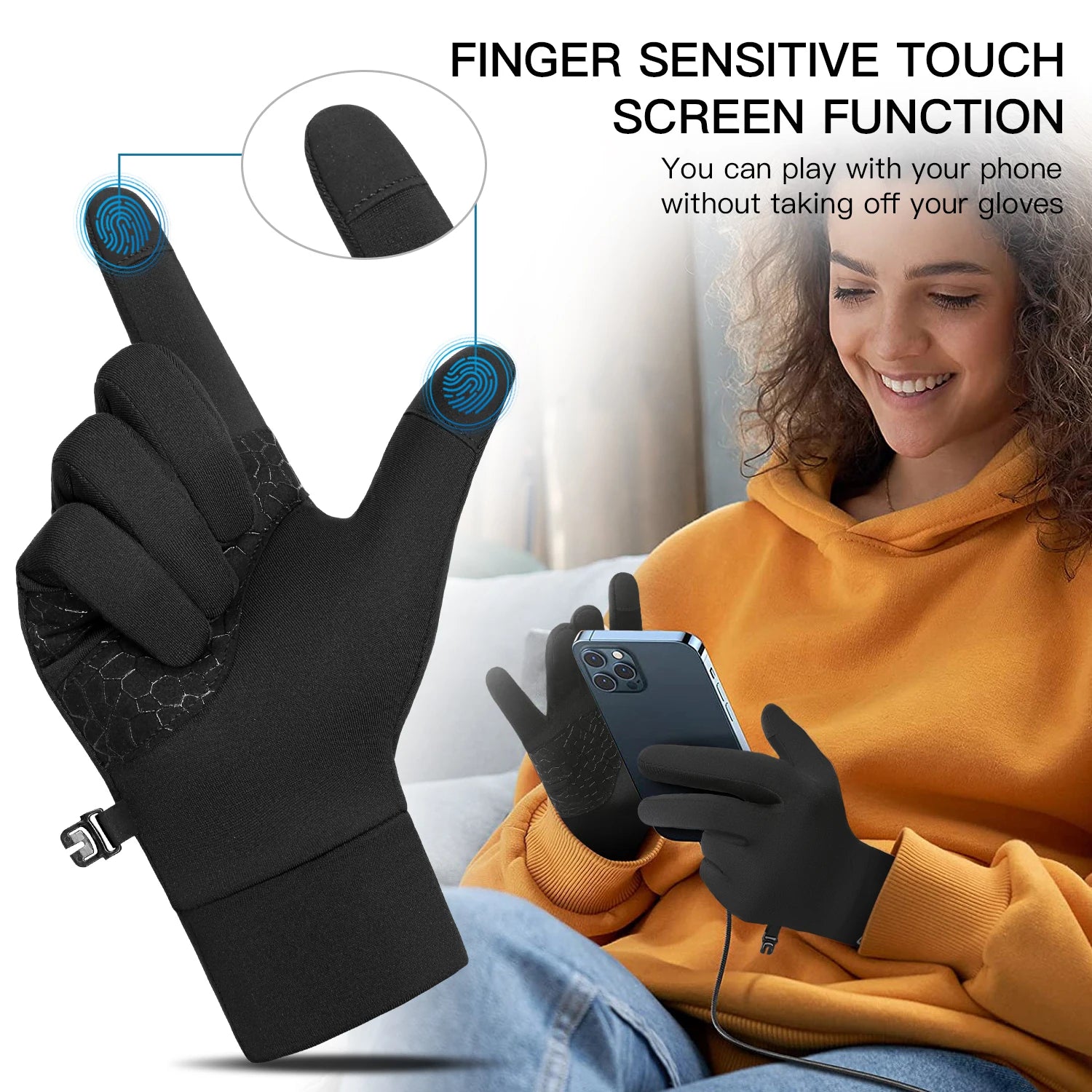 Sports Outdoor Running Men's Winter Warm Knitted Touchscreen Cycling Gloves Women's Autumn/Winter Thin Edition with Velvet