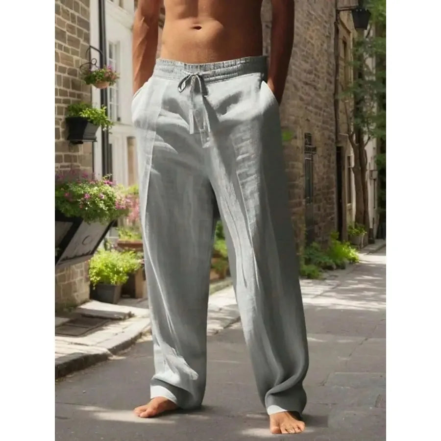 Linen Wide-Leg Beach Pants