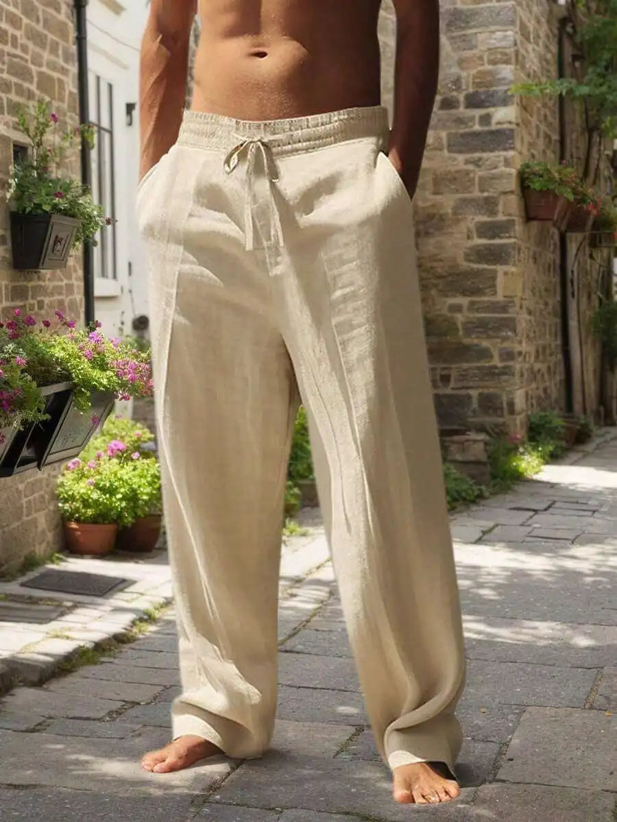 Linen Wide-Leg Beach Pants