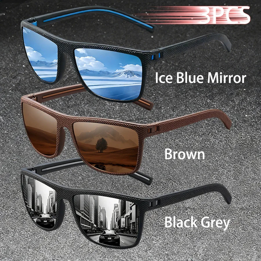 3PCS Vintage Fashion Sunglasses Set Colorful Stripes Leisure Design for Men And Women Ideal for Fishing Driving And Travel