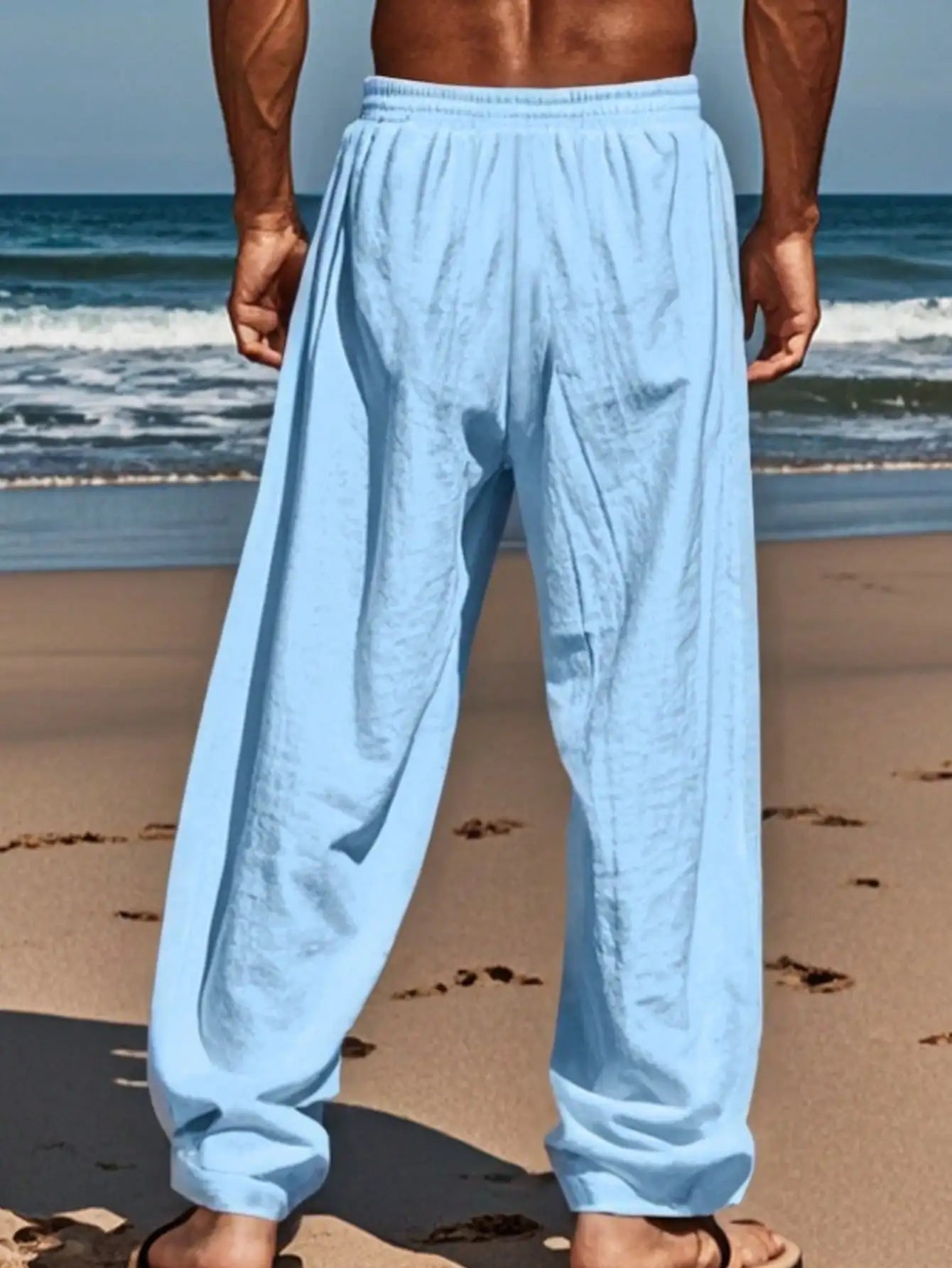 Linen Wide-Leg Casual Trousers
