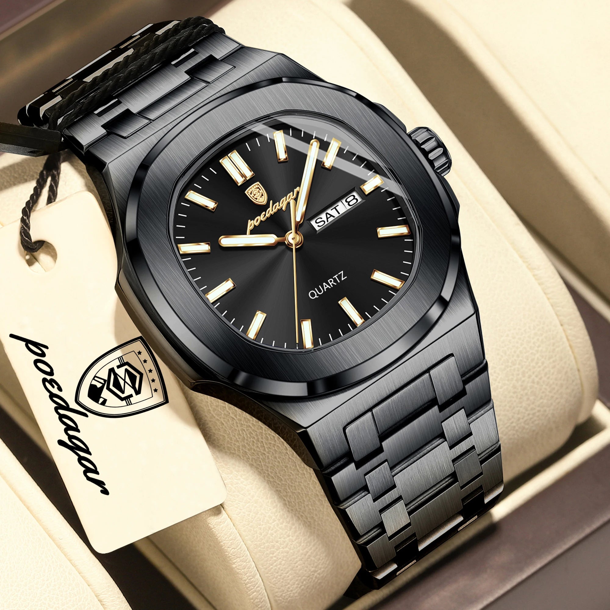 Square Luminous Quartz Wristwatch