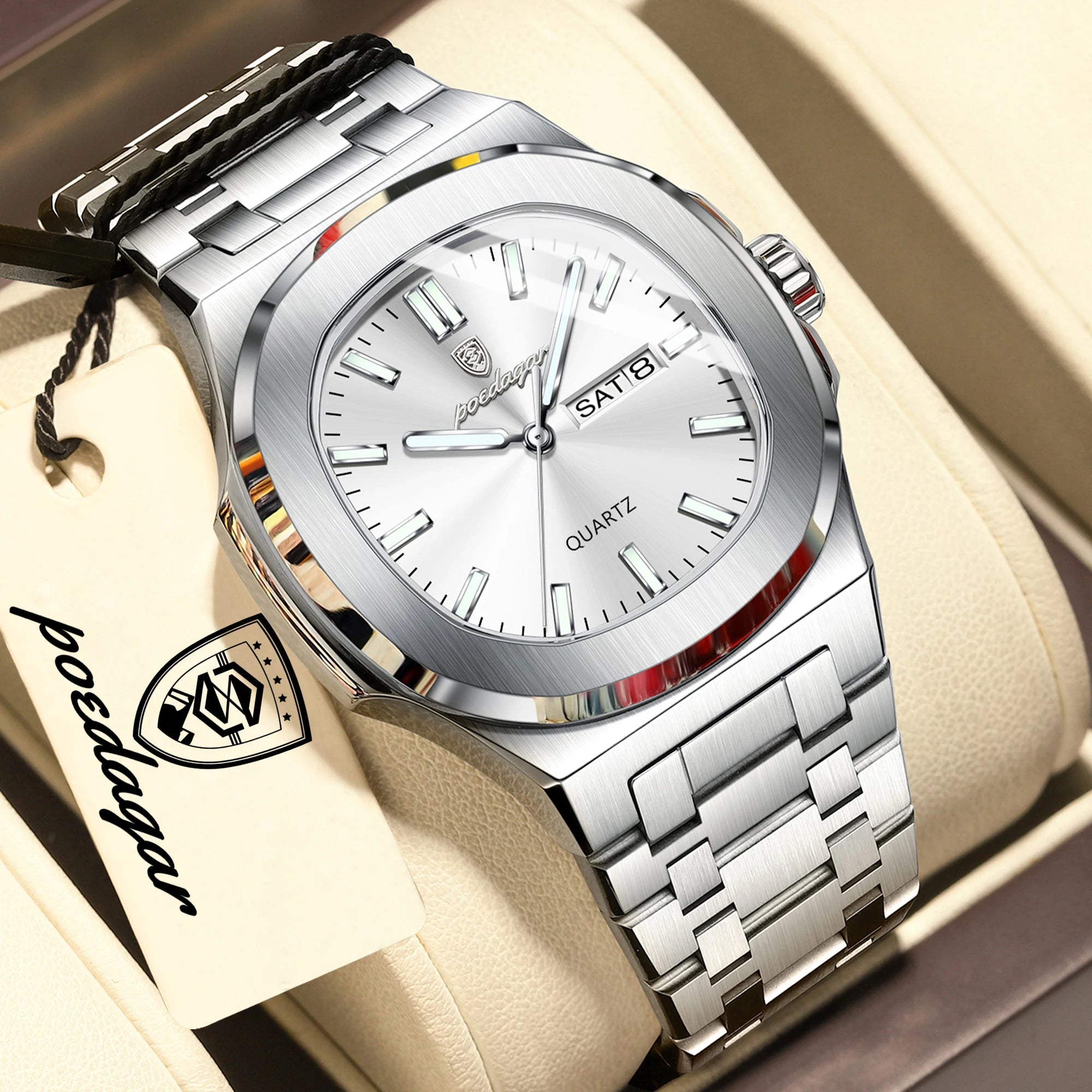 Square Luminous Quartz Wristwatch
