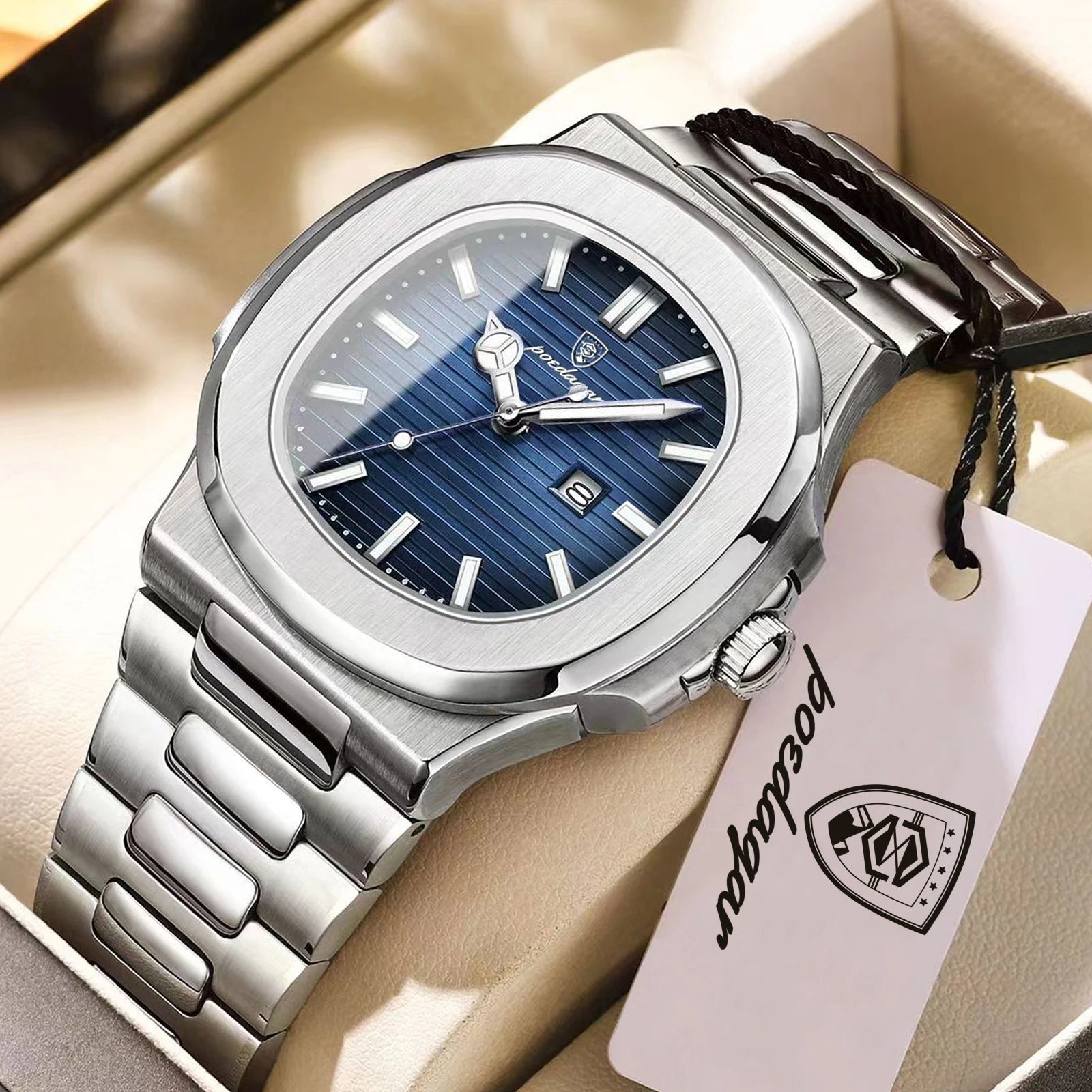 POEDAGAR Square Luminous Watch