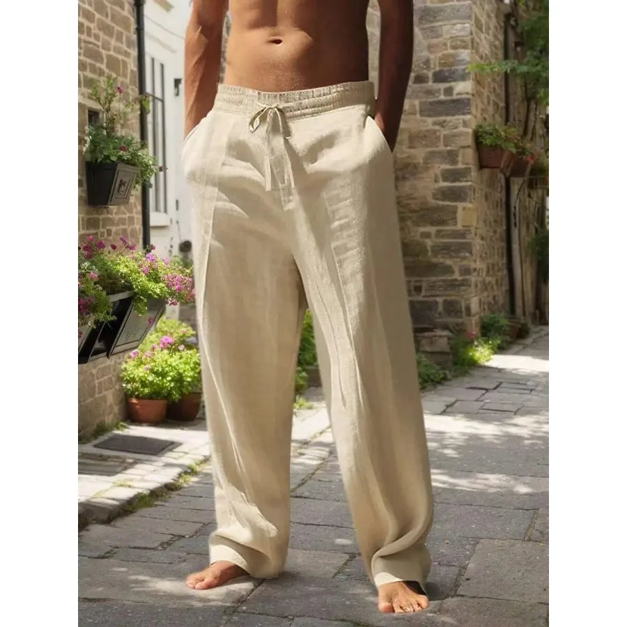 Linen Wide-Leg Beach Pants