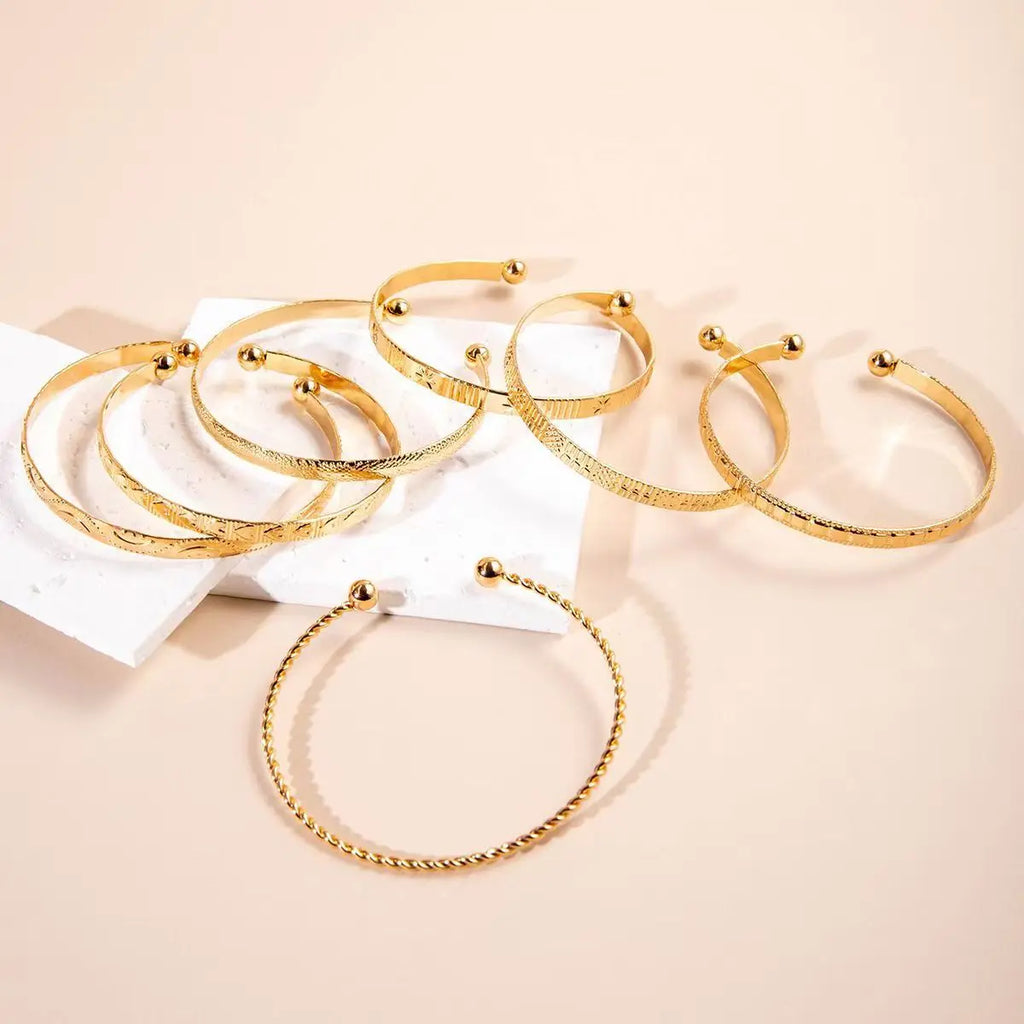 7-Piece Stackable Engraved Bangle Set