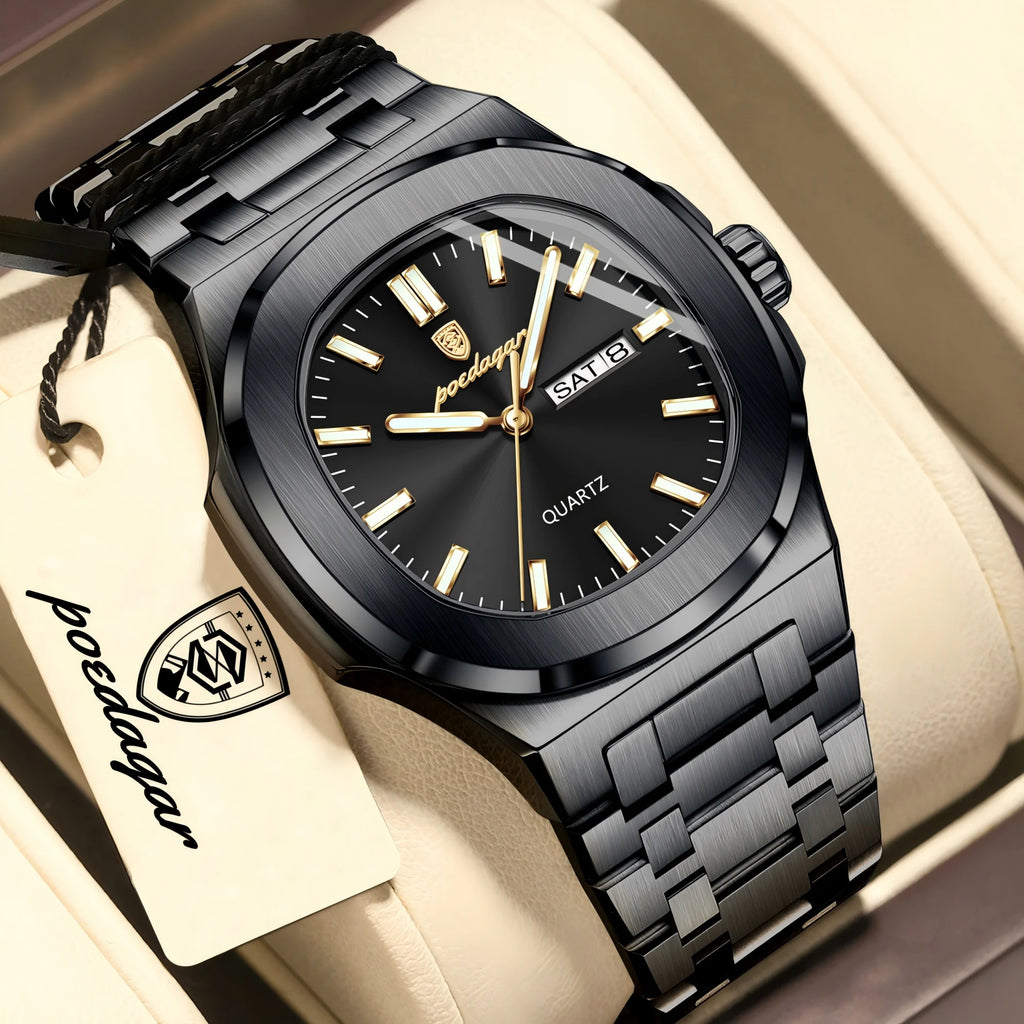 Square Luminous Quartz Wristwatch