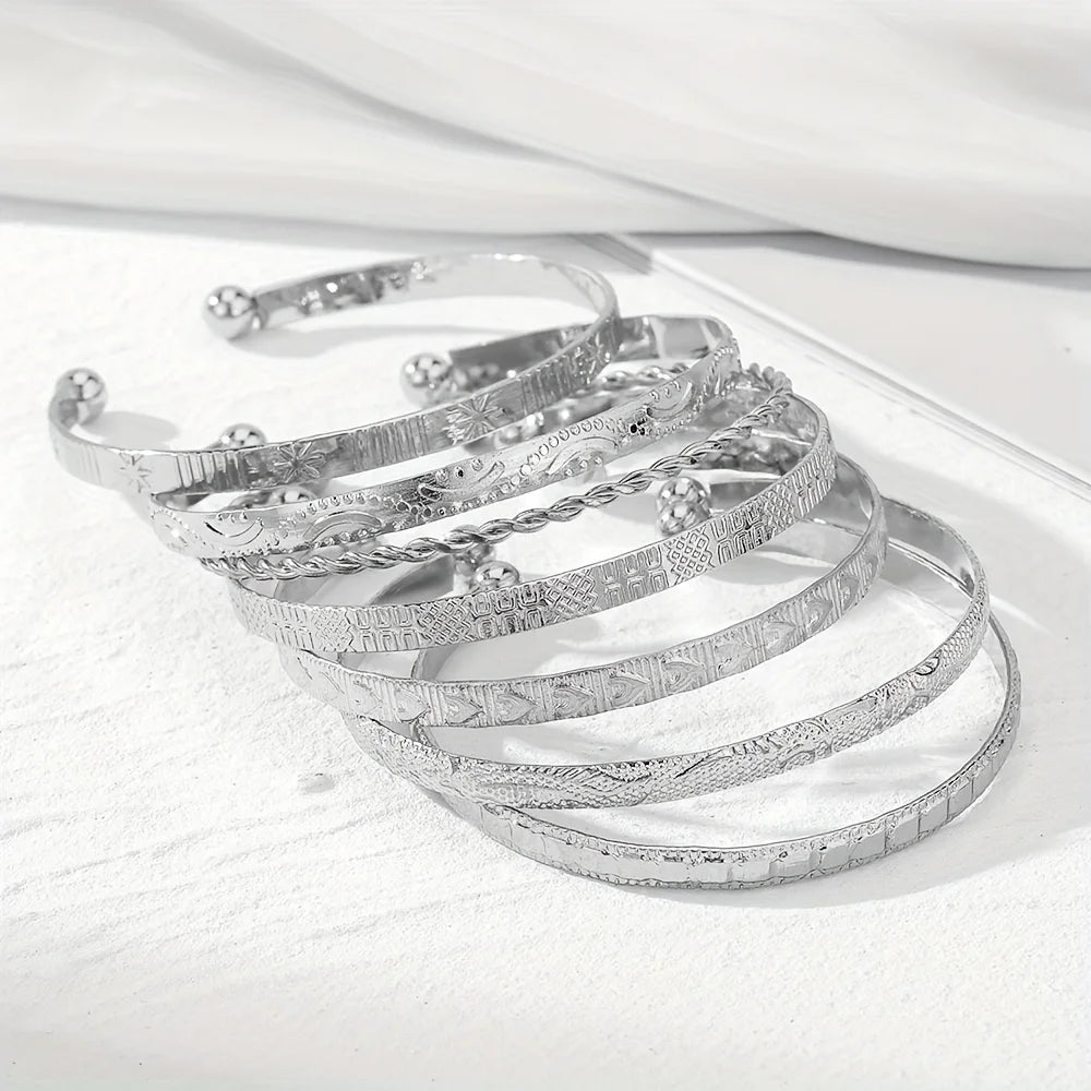 7-Piece Stackable Engraved Bangle Set