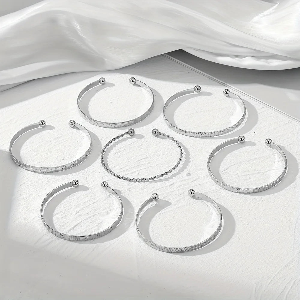 7-Piece Stackable Engraved Bangle Set