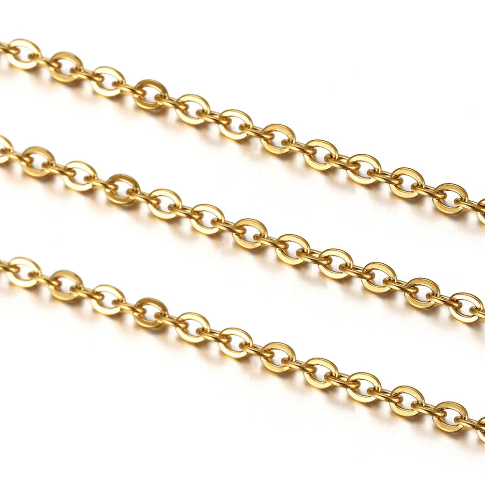 10pcs 45+5cm Gold Color Stainless Steel Link Chains in Bulk Necklaces Fashion Jewelry Adjustable Chains Wholesale Chokers DIY