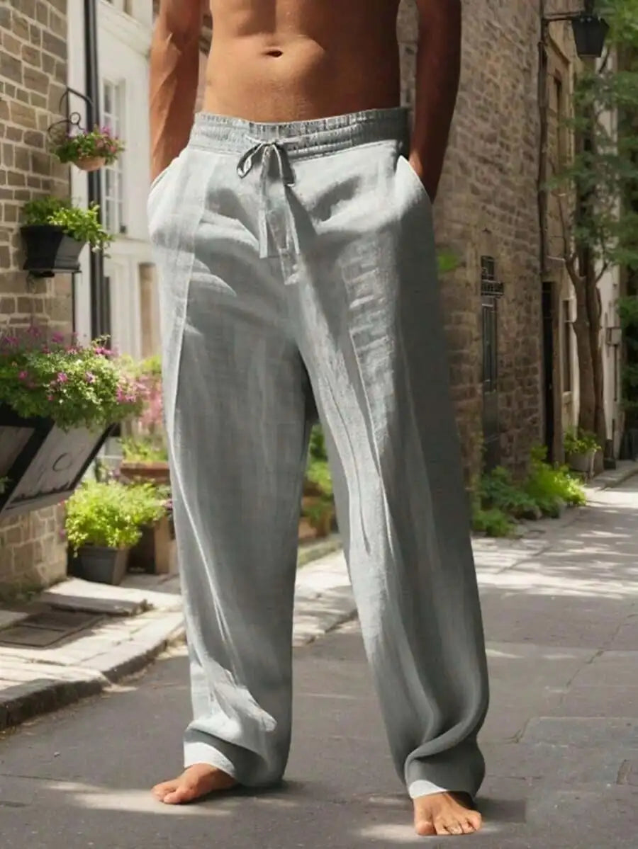 Linen Wide-Leg Beach Pants