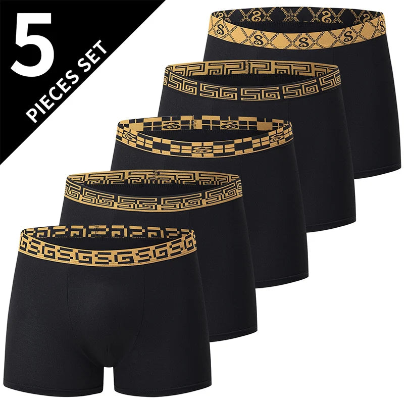 Black Gold Printed Boxer Briefs (5/10-Pack)