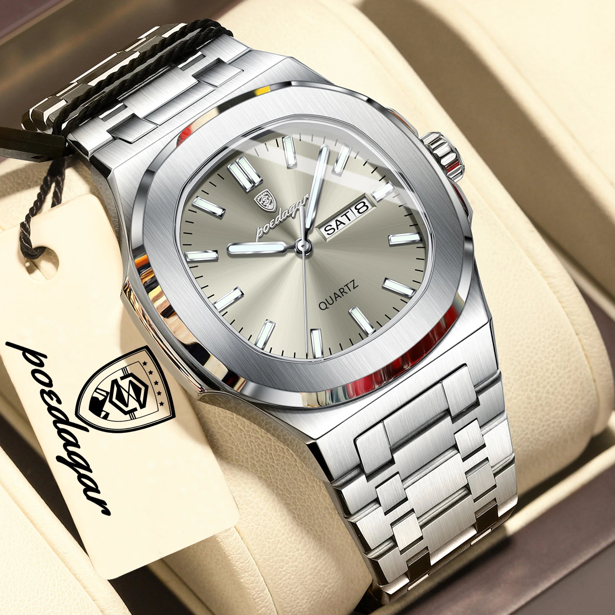 Square Luminous Quartz Wristwatch